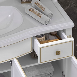 Opadiris Мебель для ванной Лаура 120 белая с бежевой патиной – фотография-9